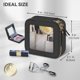 thumbnail image 3 of Mini bolsa de maquillaje transparente Prite para monedero, bonita y pequeña bolsa de cosméticos de viaje para mujer, impermeable, neceser de piel para maquillaje con cremallera dorada (negra), 3 of 8