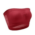 thumbnail image 6 of MINZON Women No Padded Bandeau Bra Wire Strapless Convertible Bralettes Basic Layer Top Bra Wine + 3XL, 6 of 7
