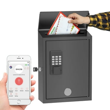 WeHere Mailbox with Smart Lock for Wall Mount, Suggesion Box, Business Key Drop Box, 4 Unlock Ways