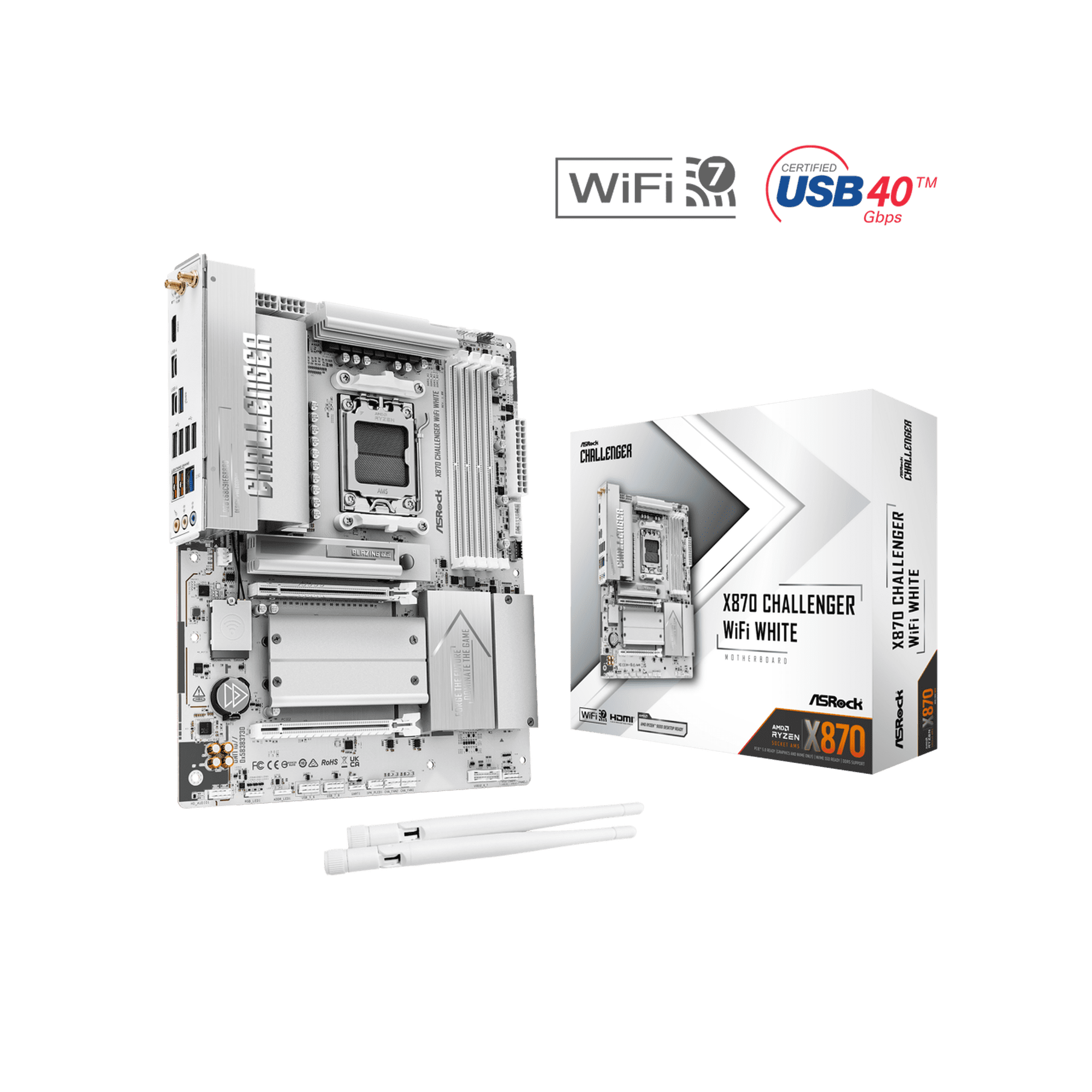 ASRock X870 Challenger WiFi White AM5 AMD X870 ATX Motherboard