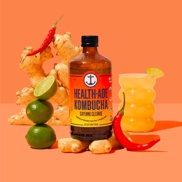 Health-Ade Kombucha, Ginger Lime Cayenne Cleanse, Probiotic Drink
