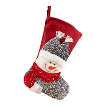 Deeceymbur Snowman Decor Christmas Stocking with Inner Pocket Large Capacity Gift Bag Christmas Holiday Mantel Decor Sock 18.5x9.84in
