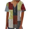 thumbnail image 2 of Mareep Blouse pour Femmes P-3TG Col pour Femmes Décontractée à Manches Courtes Imprimée Boutonnée Basique Froncée Corset Tunique Plissée T-shirts Blouses Hauts pour Femmes Liquidation, Cadeau, 2 of 5
