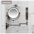 thumbnail image 6 of OVENTE Wall Mounted Lighted Makeup Vanity Mirror, 9" Hard Wired Double Sided 1X/7X Magnifying Bathroom Mirror, Dimmable LED Lights, 360° Rotation and 14" Extendable Arm, Rubbed Bronze MPWD3185BZ1X7X, 6 of 8