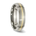 thumbnail image 4 of Ladies or Mens Titanium Ridged Edge 6mm 14K Yellow Inlay Brushed Wedding Band Ring for Women, 4 of 7