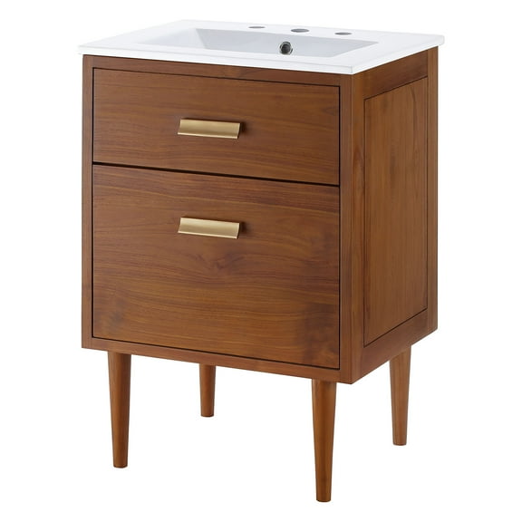 Sink Vanity Cabinet, White Natural, Ceramic, Wood, Modern Contemporary, Mid Century Hotel Bedroom Bathroom