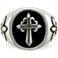 thumbnail image 4 of Stainless Steel Antiqued And Polished Fleur De Lis Cross Ring (Size 12) Made In China sr636-12, 4 of 5