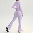 thumbnail image 4 of LIUJUNSHOP Women 2 Piece Outfits Tracksuit Set Long Sleeve Full Zipper Crop Jacket and Flare Pants Workout Set With Pockets Light Purple S, 4 of 6