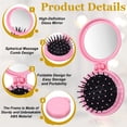 thumbnail image 3 of Uxcell 6 Pcs Mini Compact Travel Hair Brush, Round Folding Hairbrush Pocket Hair Brush with Mirror, Compact Massage Comb for Purse, Women Girls Travel Daily Use, Dark Pink, 3 of 7