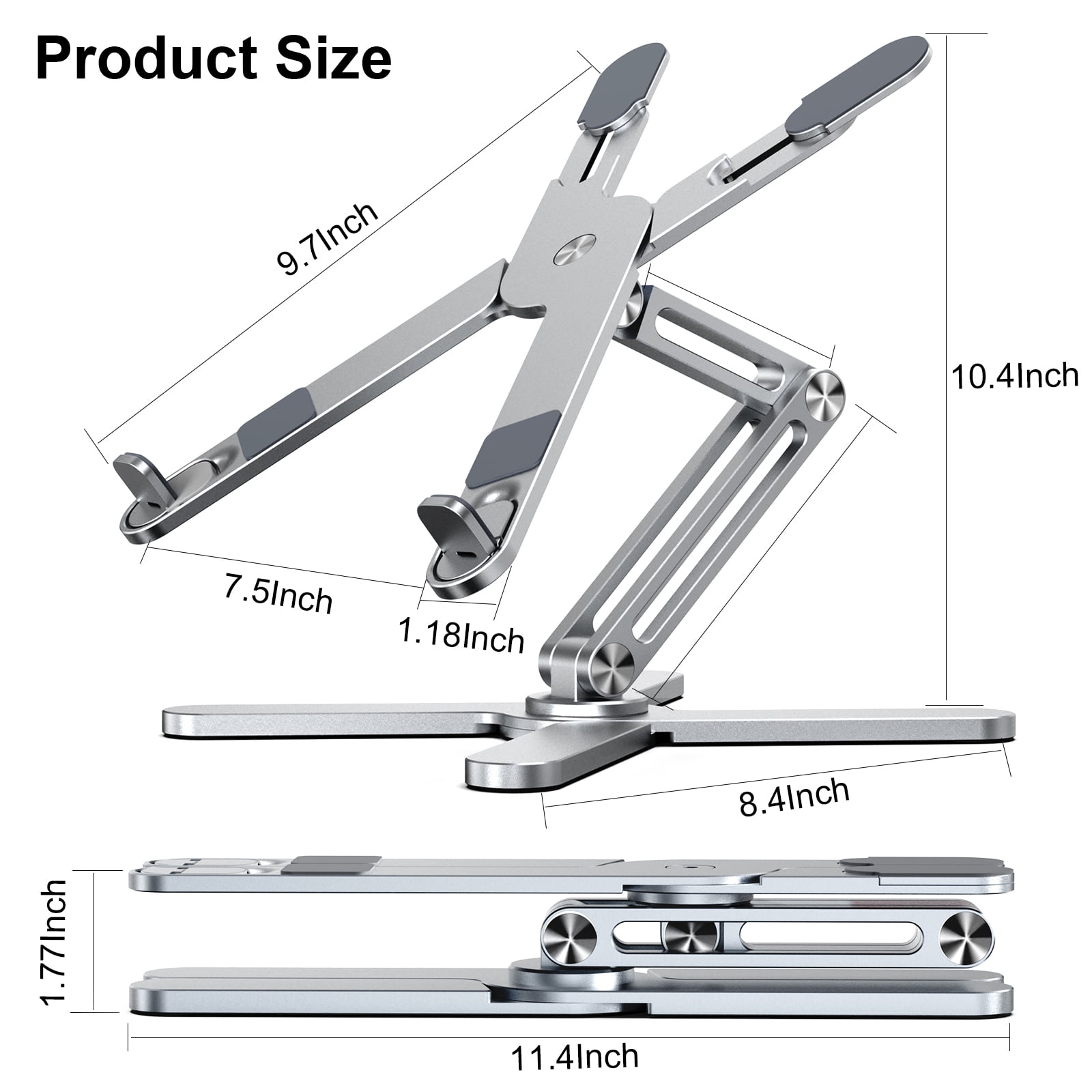 LIENS Adjustable Laptop Stand with 360 Rotating Base, 16"
