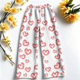 thumbnail image 5 of Sorvello Womens Home Casual Pajama Pants Lips Heart Print Plush Wide Leg Sleep Pants Elastic Drawstring White 2XL, 5 of 6