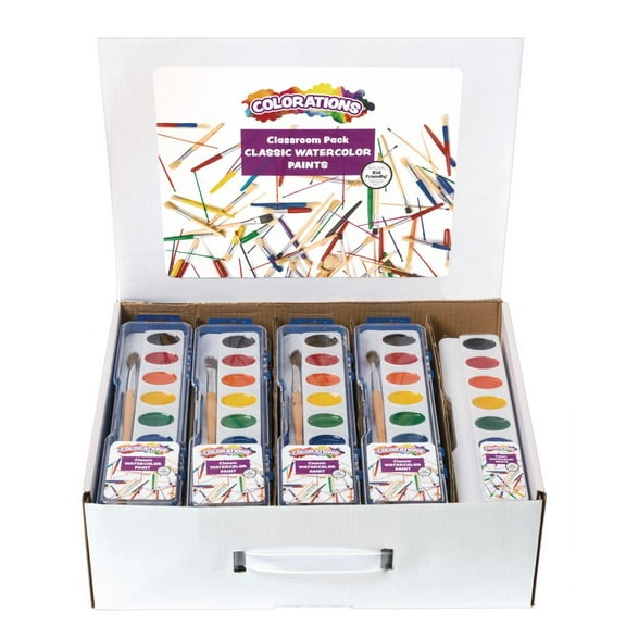 Colorations Washable Watercolor Paint Classroom Value Pack - 28 Sets, BONUS 13 Refills