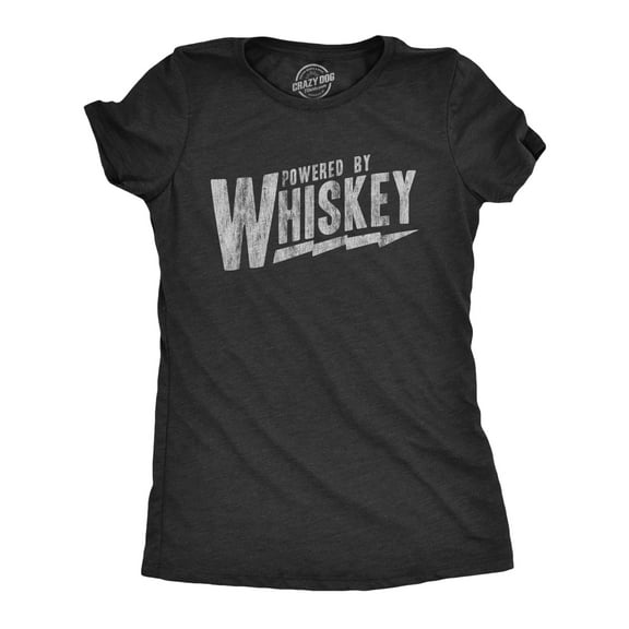 Womens Powered By Whiskey T Shirt Funny Sarcastic Drinking Vintage Retro Graphic Tee Womens Graphic Tees
