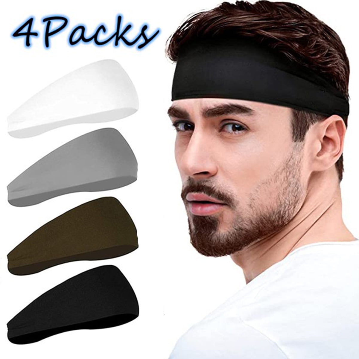Absorbent 5 Pack Headband Sports Stretch Head Sweat Band Bandage Lot Hair Men 