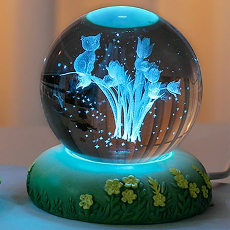 

Night Light Flower 3D Rose Carved Table Light USB LED Night Light Cute Cat Statue Bedroom Decoration Birthday Suitable For Childre