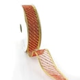 thumbnail image 2 of Ribbon Traditions 1 1/2" Wired Metallic Banded Edge Sheer Glitter Diagonal Stripes Red/Gold 10 Yards, 2 of 4