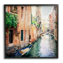 Stupell Industries Gondola in Canal Travel & Places Painting Black Framed Art Print Wall Art, 17 x 17