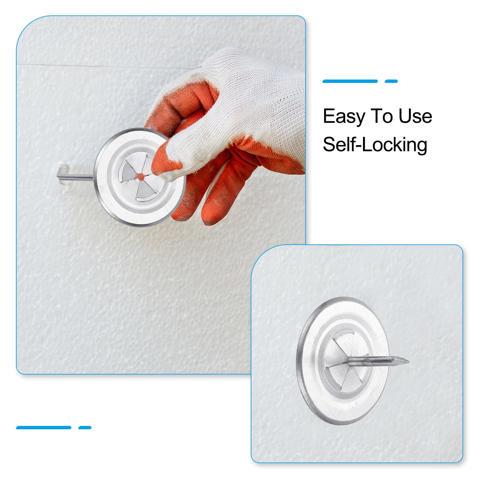 Uxcell 30mm Self Locking Washers, 200pcs Perforated Insulation Pins Washers Plaster Flat Washer