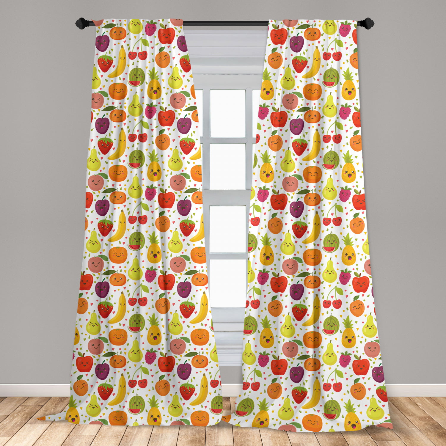 Fruit Theme Microfiber Curtains 2 Panel Set Living Room Bedroom in 3 Sizes 