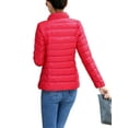 thumbnail image 3 of LUXUR Women Down Jackets Stand Up Collar Puffer Jacket Full Zip Coat Packable Outwear Solid Color Red 3XL, 3 of 3