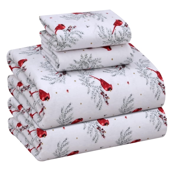 RUVANTI Flannel Sheets California King Size - 100% Cotton Brushed Cal King Bed Sheets Set - Deep Pockets 16 Inches - All Seasons Breathable & Extra Soft - Warm & Cozy, 4 Piece, Cardinal