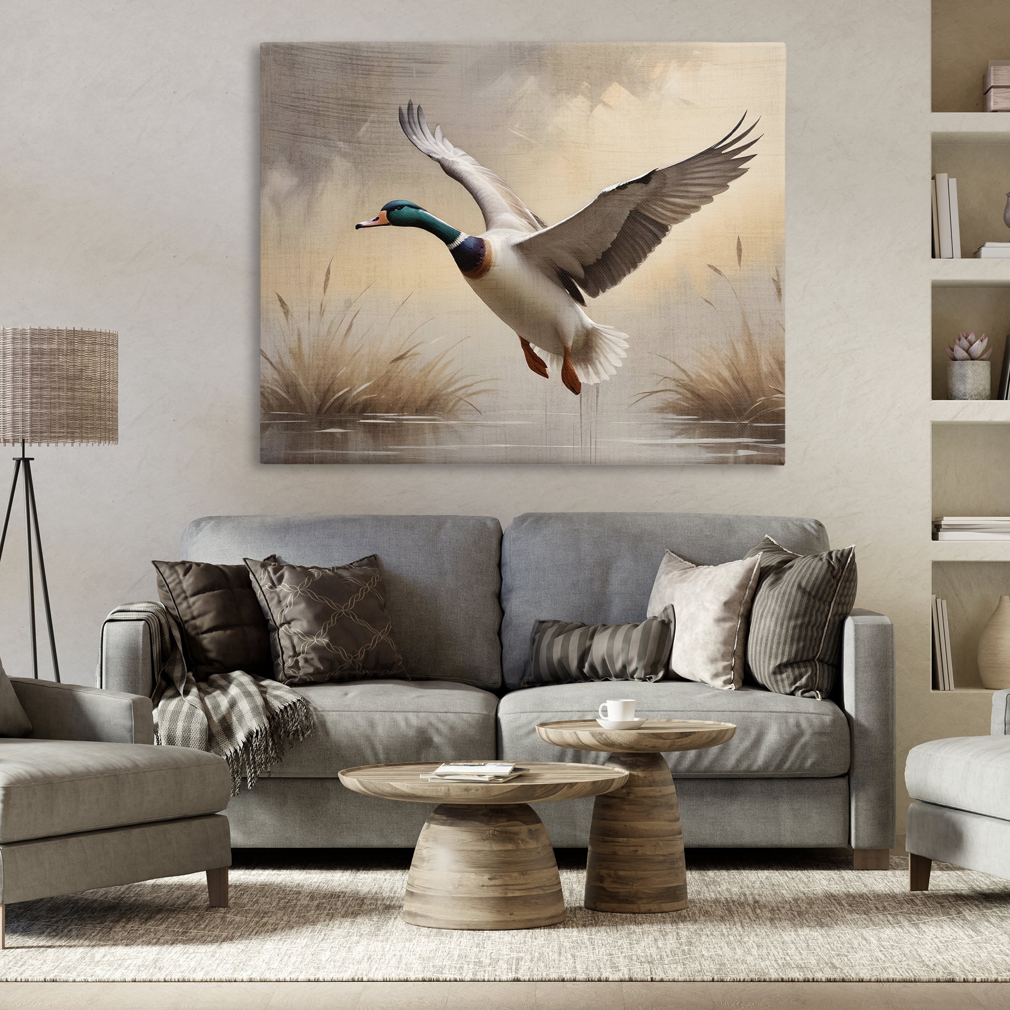 Stupell Industries Gliding Mallard over Wetlands Canvas Wall Art, design by Susan Arnot