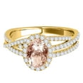 thumbnail image 2 of Aonejewelry 1.15 Ct. Ttw Halo Diamond and Oval Shape Morganite Ring In 10k Yellow Gold, 2 of 4