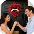 thumbnail image 4 of 15.7" Valentine's Day Wreath, Heart Shaped Wreath with Love Sign, Romantic Wreaths for Front Door, Valentines Day Holiday and Wedding Decor, 4 of 9