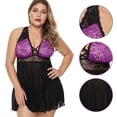 thumbnail image 6 of Levmjia Women Plus Size Lace Mesh Lingerie Dress Soft Breathable Sheer Mesh Solid Color Lightweight Summer Sleepwear Halter V Neck Loose Flowy Skirt Home Date Night Nightgown, 6 of 6