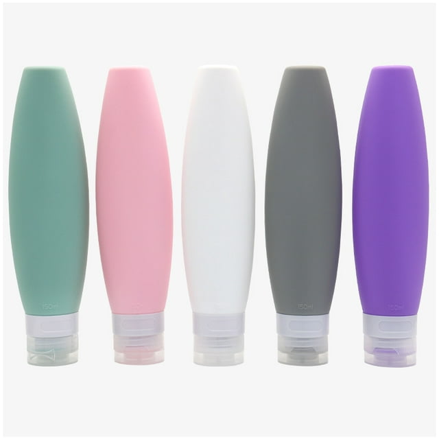 Shisuyan 5pcs Silicone Travel Bottles: 150ml Leakproof Refillable Containers For Toiletries Portable Bottles For Shampoo Conditioner Lotion And More