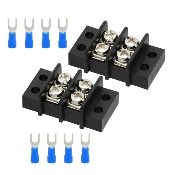 2pcs Double Row Screw Terminal Block Includes with Insulated Forks Connectors Set For Circuit Connection