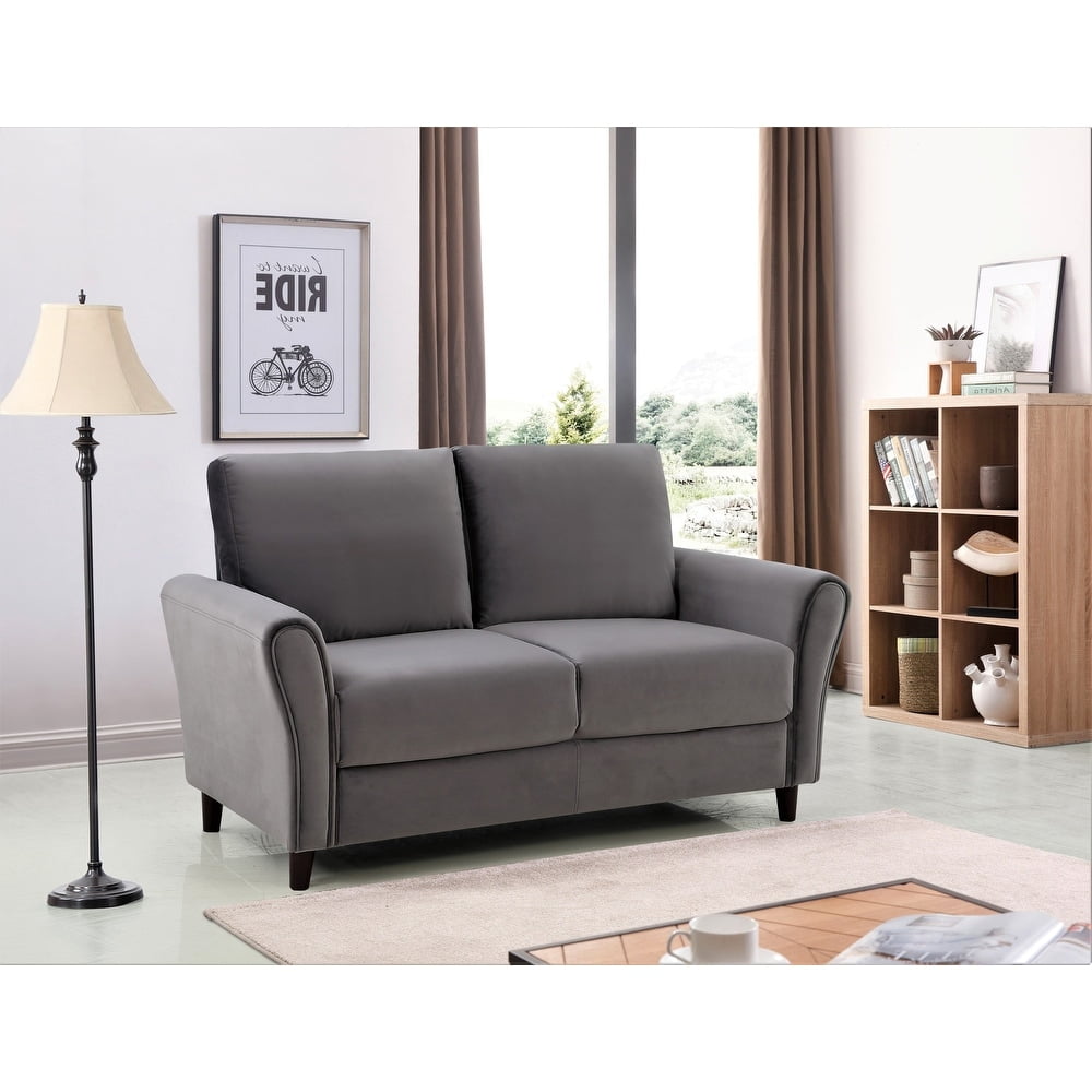 US Pride Furniture Corel 58.27" Flared Arm Gray Velvet Loveseat