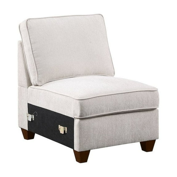 8 - Piece Chenille Fabric Upholstered Sectional With Console & Ottoman-Beige