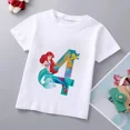 thumbnail image 3 of Camiseta de algodón con estampado de princesa sirena para niñas de la marca Disney, ropa de princesa Ariel, top de dibujos animados para niños de 1 a 9 años, regalo de cumpleaños para niños, 3 of 5