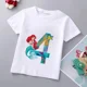 thumbnail image 3 of Camiseta de algodón con estampado de princesa sirena para niñas de la marca Disney, ropa de princesa Ariel, top de dibujos animados para niños de 1 a 9 años, regalo de cumpleaños para niños, 3 of 5