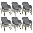 thumbnail image 6 of 2/4/6 Upholstered Dining Side Chair Oak Frame w/ Armrest Dark Gray, 6 of 11