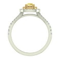thumbnail image 3 of Fancy Yellow Diamond Engagement Rings 18K Gold Cushion Cut Split Shank Halo Style 0.92 CT TW, 3 of 5