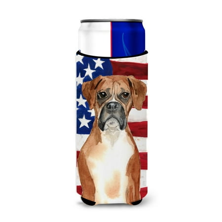 

Carolines Treasures CK1736MUK Patriotic USA Boxer Michelob Ultra Hugger for slim cans Slim Can multicolor
