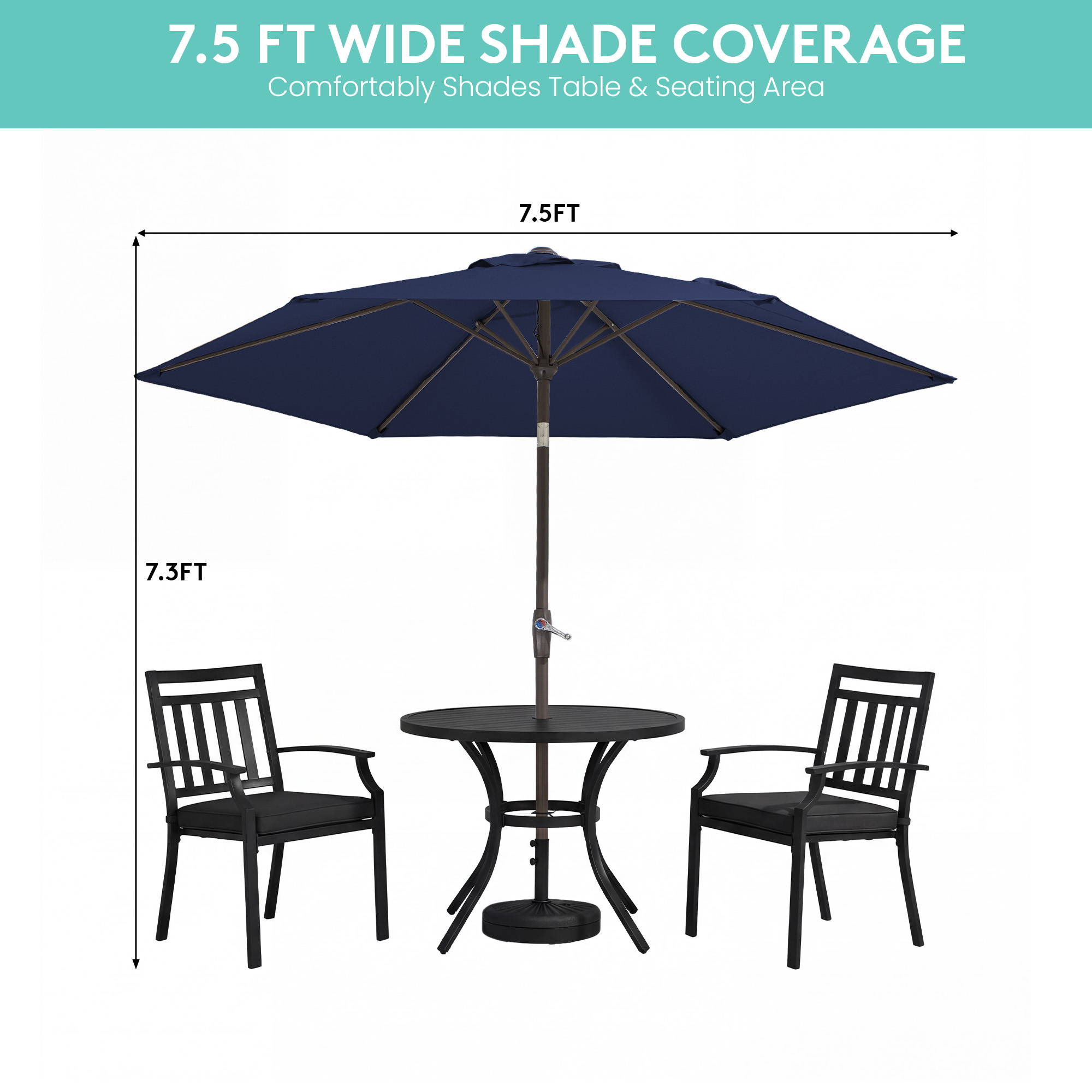 Napwant 7.5 Ft Patio Umbrella Navy Blue With Crank photo 7
