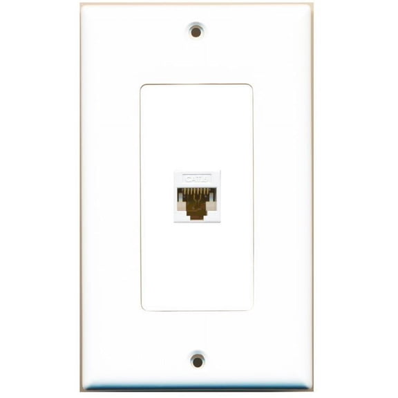 RiteAV Decorative 1 Gang 1 Port Cat6 Wall Plate - White/White