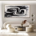 thumbnail image 3 of Large original abstract oil painting modern white wall art black texture canvas art black painting large hand painted mural art,(91*183cm)36*72 Inches,Unstretched,Frameless, 3 of 4