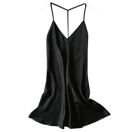

Yotyukeb Lingerie For Women Women Sexy Satin Sleepwear Babydoll Lingerie Nightdress Pajamas (Black)