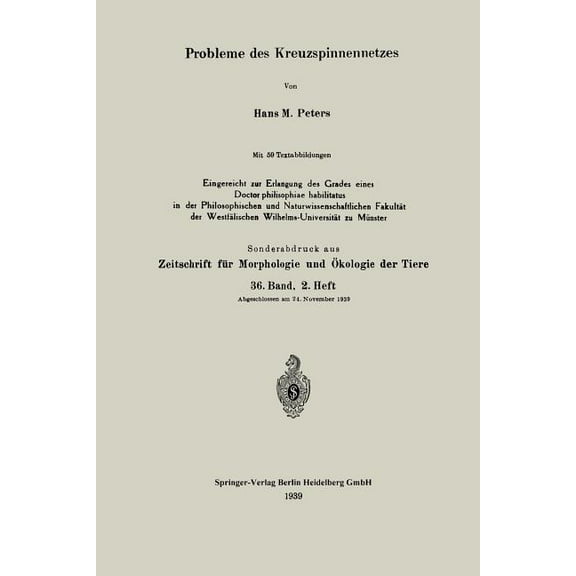 Probleme Des Kreuzspinnennetzes, (Paperback)