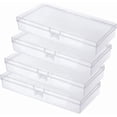 thumbnail image 1 of Gebildet 4pcs Rectangular Clear Plastic Storage Box Containers Case with lid for Pills, Tiny Bead, Jewellery & Craft Items etc, 1 of 4