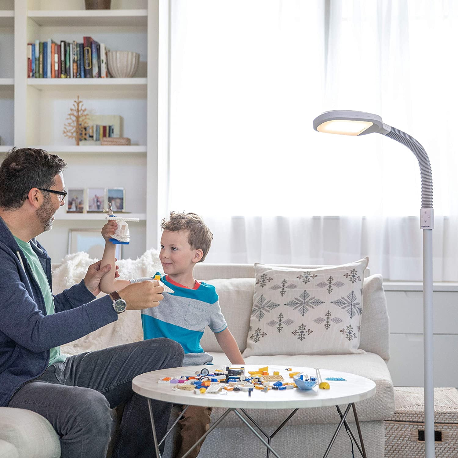 Verilux® SmartLight Full Spectrum LED Modern Floor Lamp with Adjustable Brightness, Flexible Gooseneck and Easy Controls - Reduces Eye Strain and Fatigue