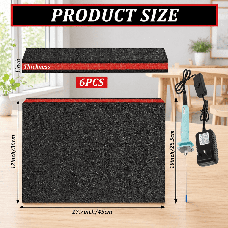 6 Pack Polyethylene Toolbox Foam Inserts, 18 x 12 x 1 Inch, Red Black ...