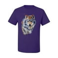 thumbnail image 2 of Wolf Oil Painting Animal Lover Men's Graphic T-Shirt, Purple, Large, 2 of 3