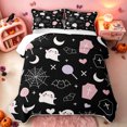 thumbnail image 2 of Erosebridal Halloween Ghost Quilt King, Spiderweb Bat King Coverlet Set, Black White, 3-Piece, 1 Bedspread and 2 Pillowcases, 2 of 7