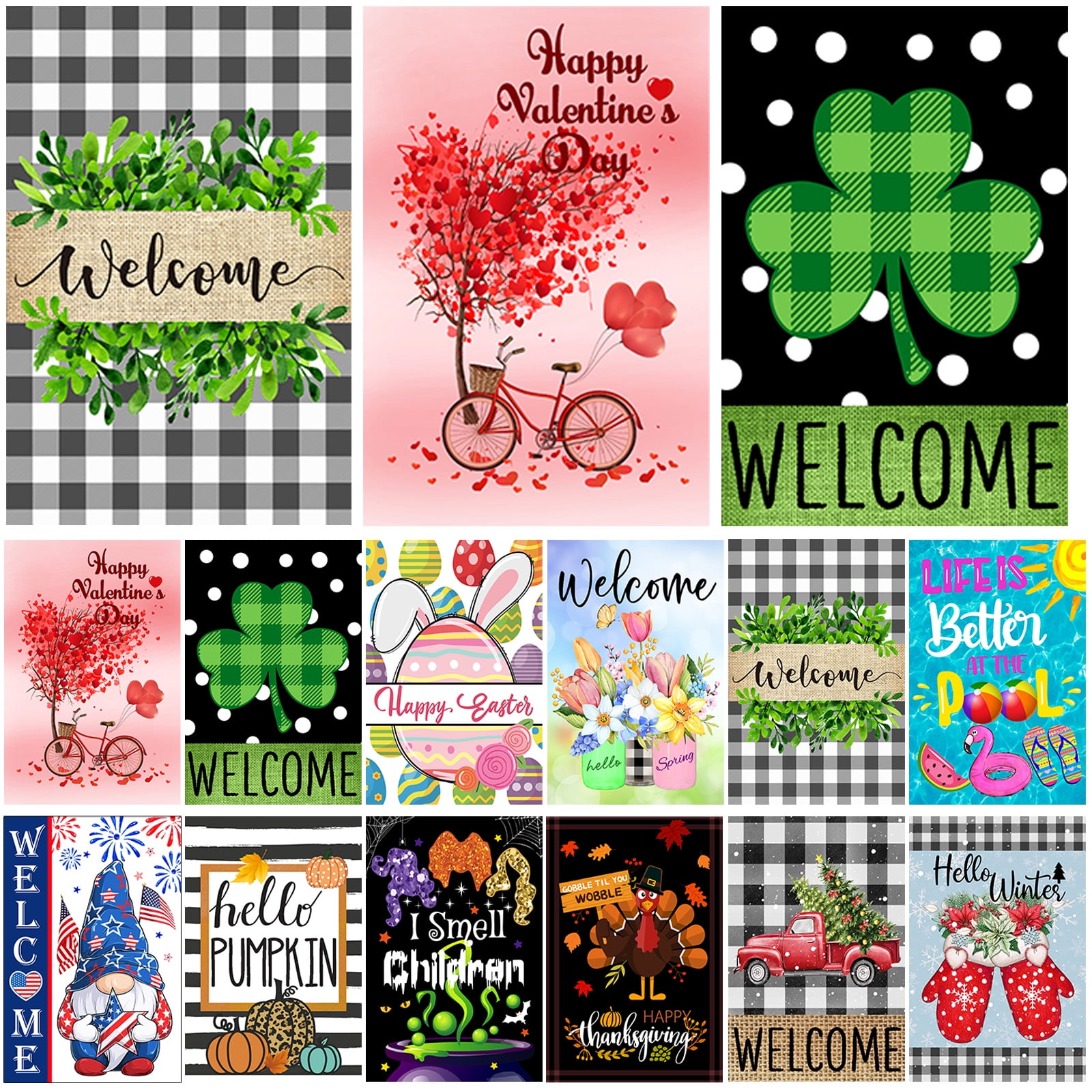 Yileqi Seasonal Garden Flags Set of 12 Double Sided 12x18 Inch