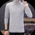 thumbnail image 3 of Mdesiwst Men Solid Color Sweater Men's Autumn Winter Turtleneck Sweater Slim Fit Solid Color Knitwear with Thickened Fleece Lining High Collar Men Sweater, 3 of 8